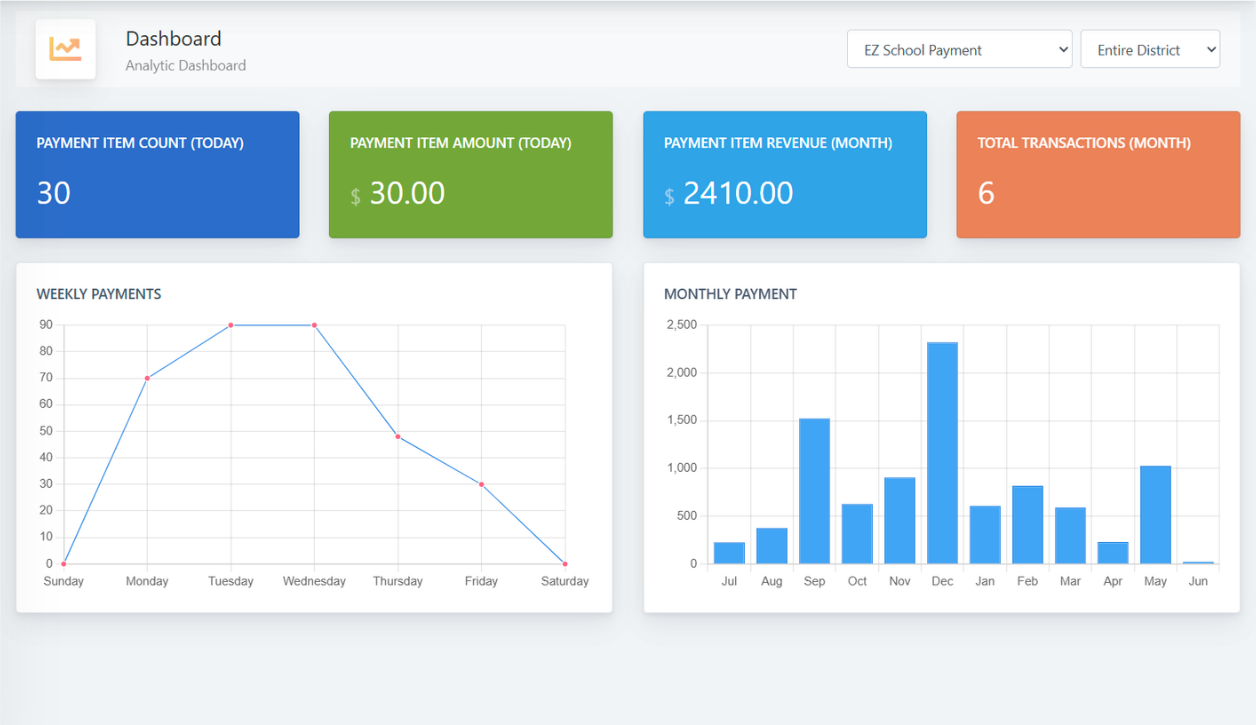 school payment solution - transaction history example